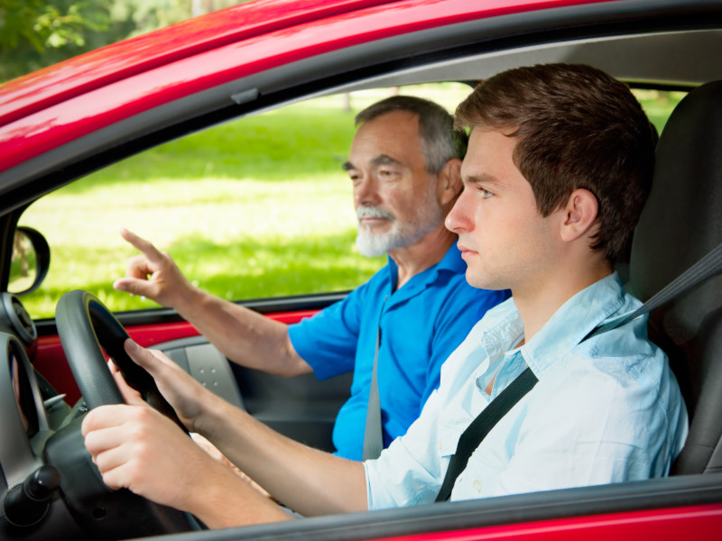 Guy taking road test