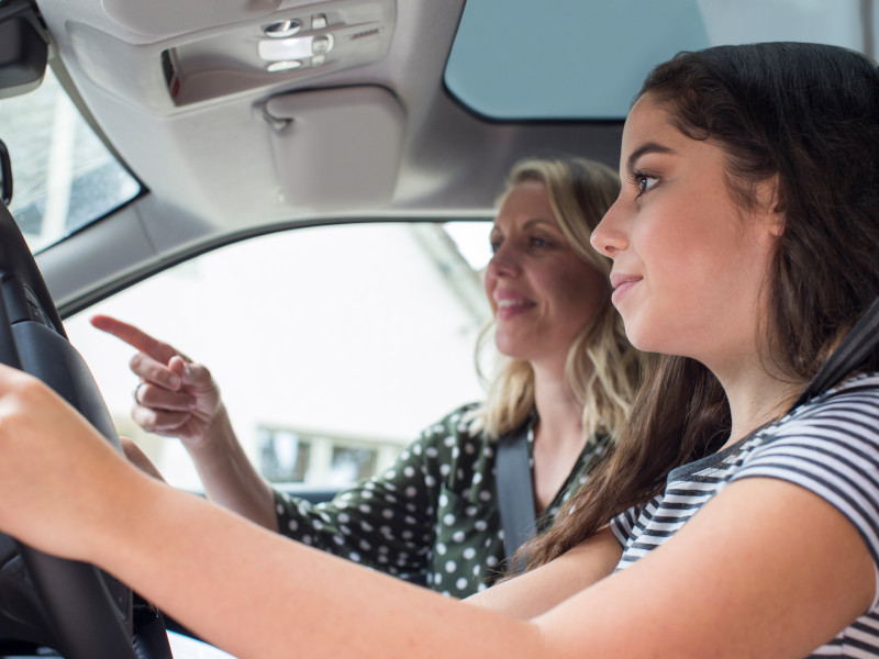 Girl taking road test